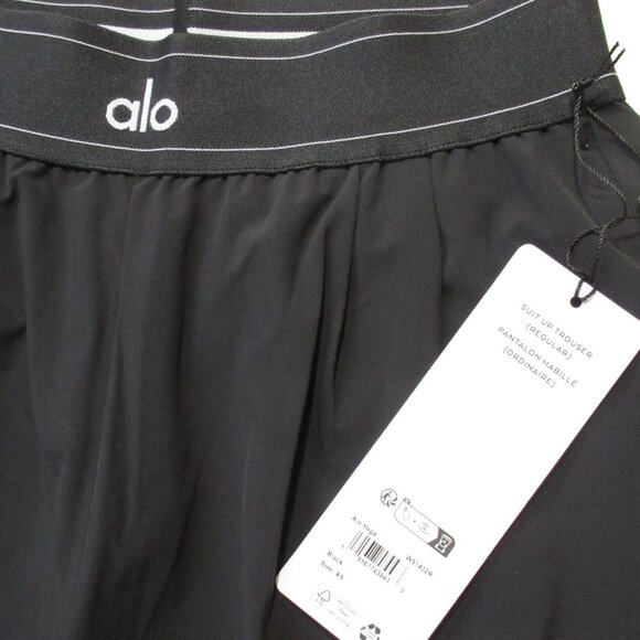NWT Alo Yoga Regular Suit Up Trouser in Black Pleated Loose Relaxed Pants XS - Picture 3 of 8